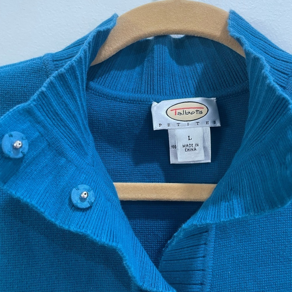 Talbots Teal Button-Up Sweater - Picture 4 of 10
